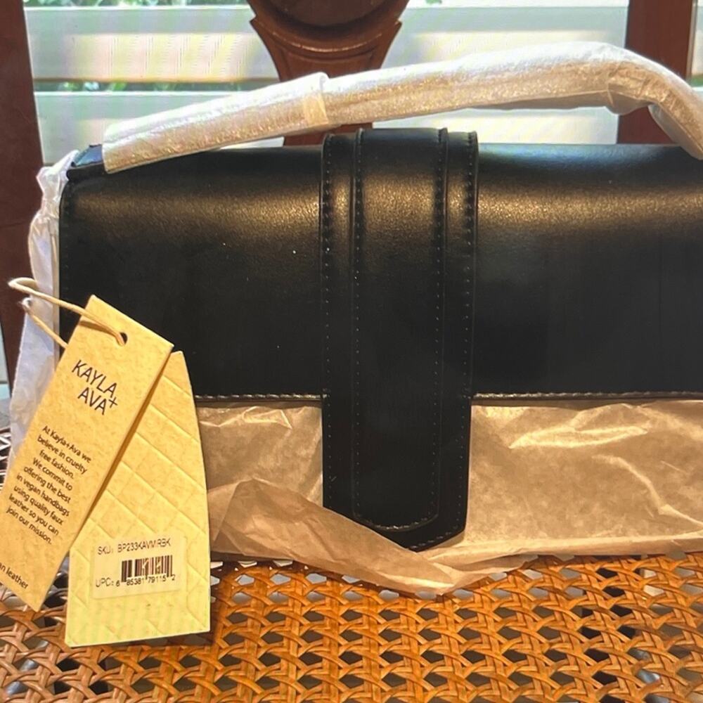 NWT Kayla & Ava “Miranda” Vegan Leather Black Shoulder or Clutch Bag MSRP $70